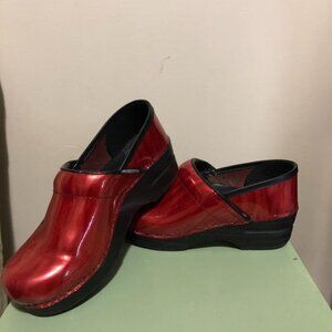 Patent Leather Nurse Clogs EU 10 US Ruby Red Slip Ons